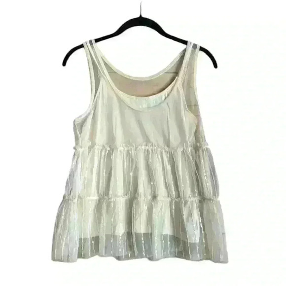 American Eagle Chiffon/tulle top w sequins boho preppy feminine - Picture 1 of 6